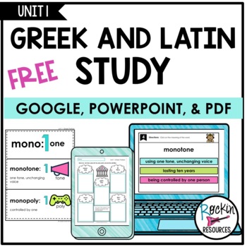 Preview of FREE Greek and Latin Study- Unit 1 FOR DISTANCE LEARNING