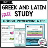 FREE Greek and Latin Study- Unit 1 FOR DISTANCE LEARNING
