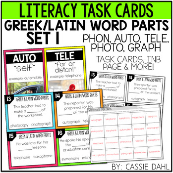 Preview of Greek and Latin Word Parts Task Cards (Set 1)