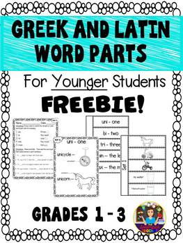Preview of Greek and Latin Word Parts for Younger Children -FREEBIE!