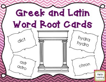 Preview of Greek and Latin Word Root Cards for Spelling and Vocabulary