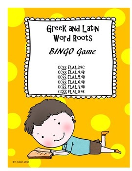 Preview of Greek and Latin Word Roots BINGO game