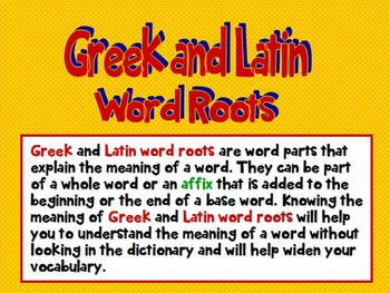 Preview of Greek and Latin Word Roots PPT Grades 3 - 5