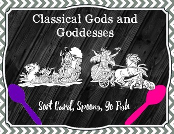 Preview of Greek and Roman Gods Olympian Sort Card Go Fish Spoons Activity Flip Book