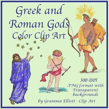 Preview of Greek and Roman Mythology Clip Art - Gods - Realistic Vintage Style in Color