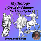 Greek and Roman Mythology Clip Art in Black Line Realistic