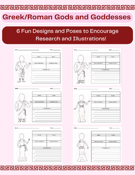 Preview of Greek and Roman Mythology: Gods and Goddess Templates and Facts Sheets