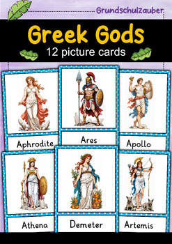 Preview of Greek gods pictures - 12 picture cards (English)