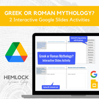 Preview of Greek or Roman Mythology? Drag-drop, describe in Slides | REMOTE LEARNING