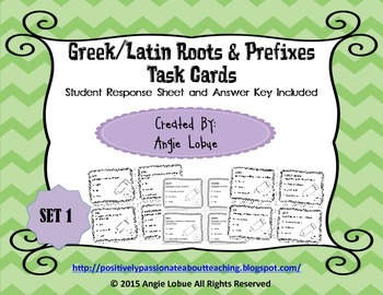 Preview of Greek/Latin Roots and Prefixes Task Cards (SET 1)