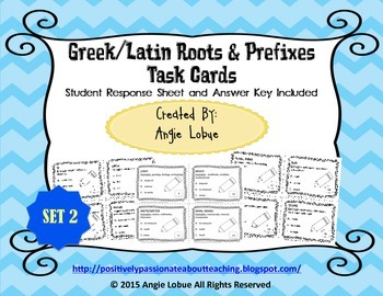 Preview of Greek/Latin Roots and Prefixes Task Cards (SET 2)