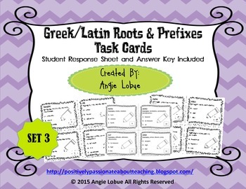 Preview of Greek/Latin Roots and Prefixes Task Cards (SET 3)