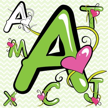 Preview of Green Alphabet Letters Clip Art - Valentine's Day!