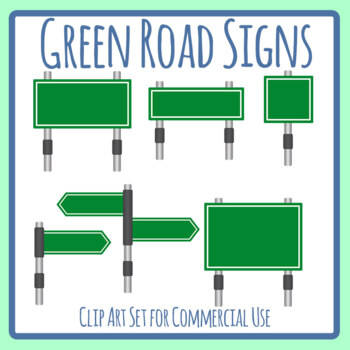 Green Blank Road Signs Templates Street Signs Clip Art Set Commercial Use