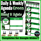 Green Bling & Agate Theme Daily & Weekly Agenda Templates 