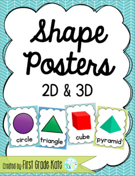 Preview of Green & Blue Shape Posters for Classroom Decor