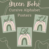 Green Boho Cursive Alphabet Posters