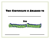 Green Certificate for Outstanding Behavior