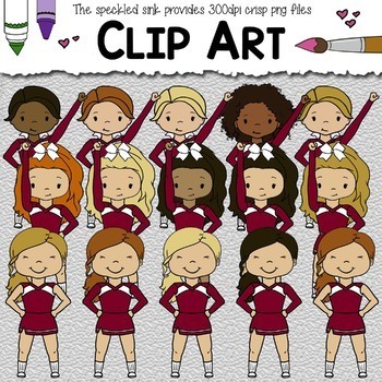 Preview of Maroon Cheerleader Clip Art. For your cheerleading program or school spirit.