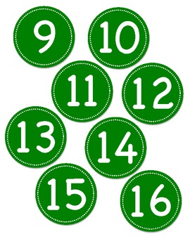 Green Circle Number Labels 1 - 30  Number labels, File folder labels, Book  bin labels