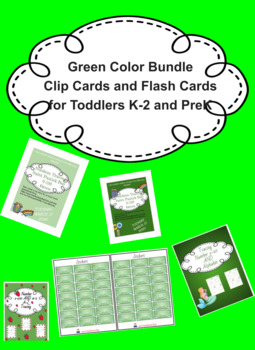 Preview of Green Color Bundle, Clip Cards Flash Cards printable Montessori