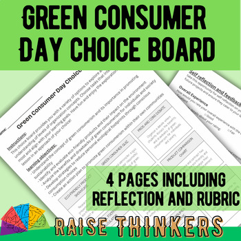 Preview of Green Consumer Day Choice Board Middle School Science differentiated project