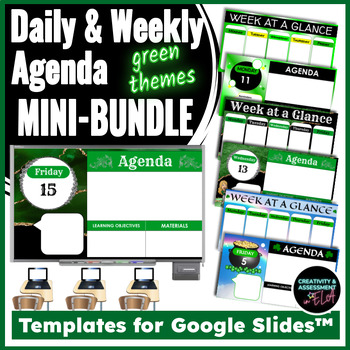 Preview of Green Daily & Weekly Agenda Templates MINI-BUNDLE for Google Slides™