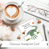 Green Dinosaur Handprint Card, Valentine's Day Handprint C