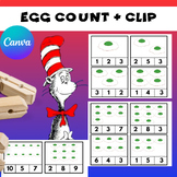 Green Egg Clip Cards Numbers 1-10, Dr.Seuss, Read Across America