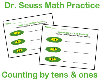 Preview of Green Eggs and Ham Math | Counting by tens and ones | Dr. Seuss K-2 activity