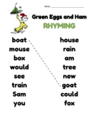 Green Eggs and Ham Rhyming Phonics Worksheet