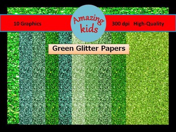 Preview of Green Glitter Papers Clip Art - FREE