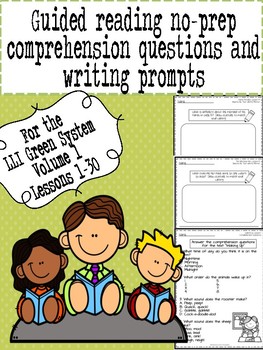 Preview of Green LLI No-Prep Comprehension Questions and Writing Prompts Part 1! (1st Ed.)