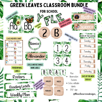 Preview of Green Leaves Classroom Bundle