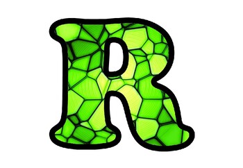 Preview of Green Mosaic Bulletin Board Letters, Numbers, Symbols, Spring, Rainforest Decor