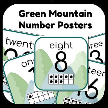 Preview of Green Mountain Number Wall Posters with Ten Frames (1-20)