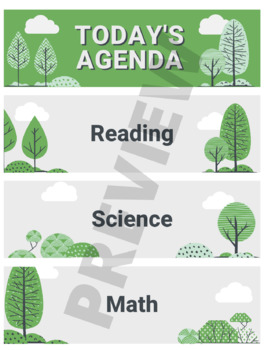 Preview of Green Nature (Name Tags, Daily Agenda, Display Tags) (Editable)