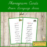 Green: Phonogram Cards Set #1 (Cursive) - Montessori Phonics