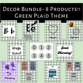 Preview of Green Plaid Theme FULL DECOR BUNDLE- 8 Products!!