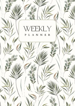 Preview of Green Plant Watercolor Minimal Feminine Weekly Planner: Stylish and Functional