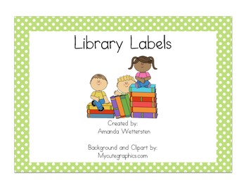 Green Polka Dot Library Labels by Amanda Wettersten | TPT