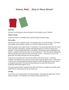 Preview of Green, Red...Stop or Move Ahead!  Review Game