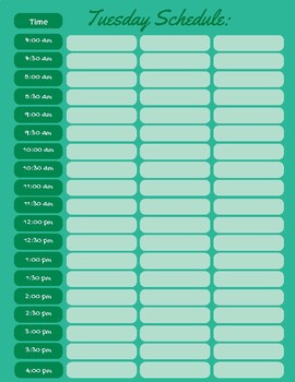 Green Schedule Template by TheDinoTeacher365 | TPT