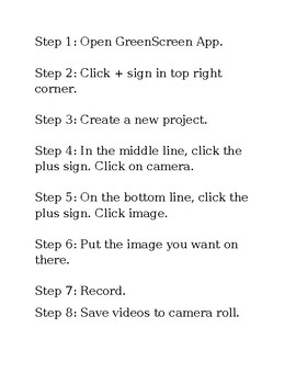 Preview of Green Screen App Instructions