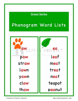 Montessori 42 lists of 6 words each The Green Series Word Lists 