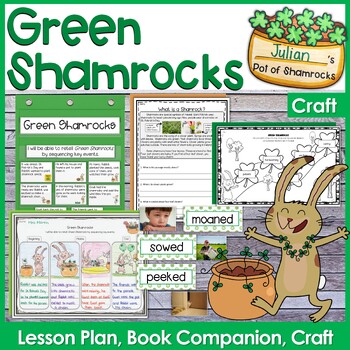 Preview of Green Shamrocks Lesson Plan, Book Companion, and Craft