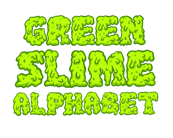 Preview of Green Slime Alphabet Letters Numbers Cartoon Font Lettering