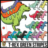 Green-Striped T-Rex Dinosaurs Clip Art