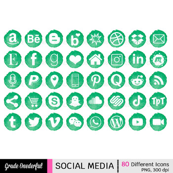 Preview of Green Watercolor Social Media Icons