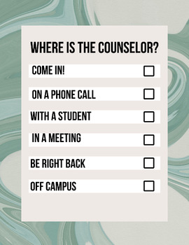 Preview of Green Where is the Counselor Door Sign :)